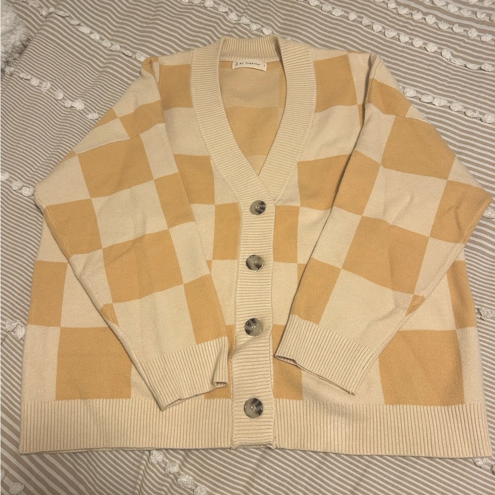 Checkered print cardigan